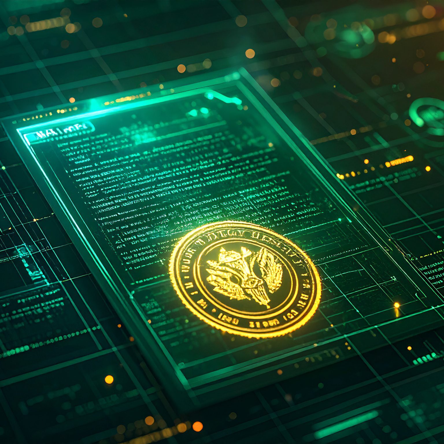 68ec991f8eca6_Firefly_Cinematic visualization of federal cybersecurity compliance — glowing holographic rep 905660